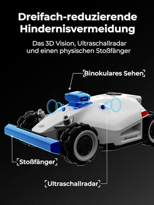 MAMMOTION LUBA 2 AWD 5000 Mähroboter ohne Begrenzungskabel für Rasenflächen bis 5000 m², Rasenmäher Roboter 3D Vision+RTK Fusion-Mapping, 80% Steigung, Schnitthöhe 25-70mm, Schnittbreite 40cm