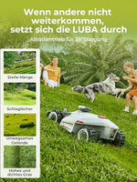 MAMMOTION LUBA 2 AWD 5000 Mähroboter ohne Begrenzungskabel für Rasenflächen bis 5000 m², Rasenmäher Roboter 3D Vision+RTK Fusion-Mapping, 80% Steigung, Schnitthöhe 25-70mm, Schnittbreite 40cm