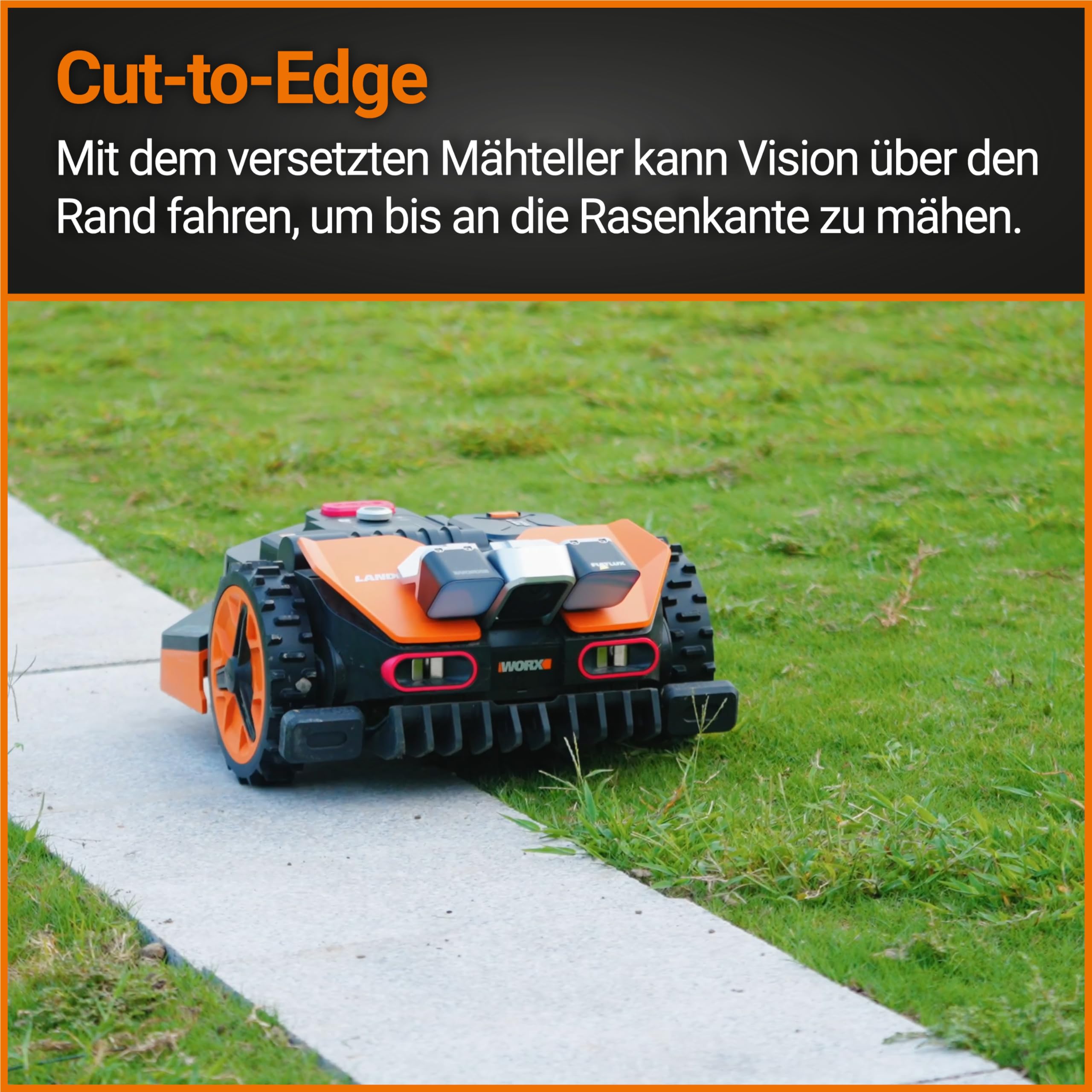 WORX Landroid Vision M600 Mähroboter WR206E.1 für Gärten bis 600m² - intelligenter Mähroboter ohne Begrenzungskabel – WLAN & Bluetooth – aktive Hindernisvermeidung mit KI-Technologie – APP Steuerung