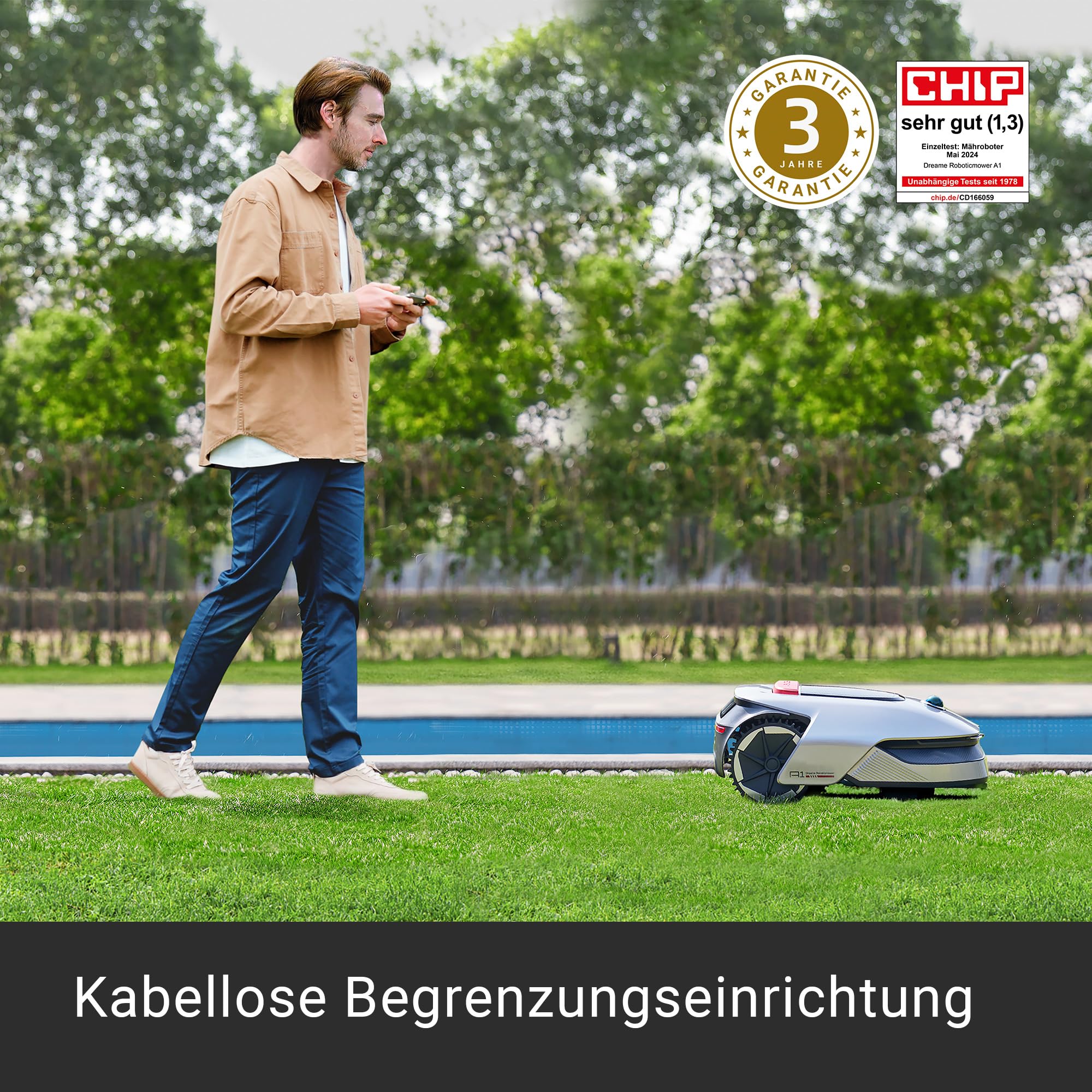 Dreame Intelligent Mähroboter Mower A1, Rasenmäher Roboter, App-Steuerung, OmniSense-Technologie, Intuitives Bereichsmanagement, Intelligente Hindernisvermeidung